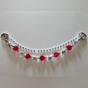 Bohemian Trinkets Love Can Hurt Red and Silver Heart Bag Charm Double Layer